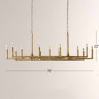 Kael Vintage Forged Brass Linear Chandelier 72"W
