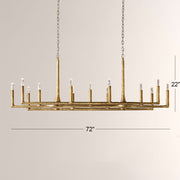 Kael Vintage Forged Brass Linear Chandelier 72