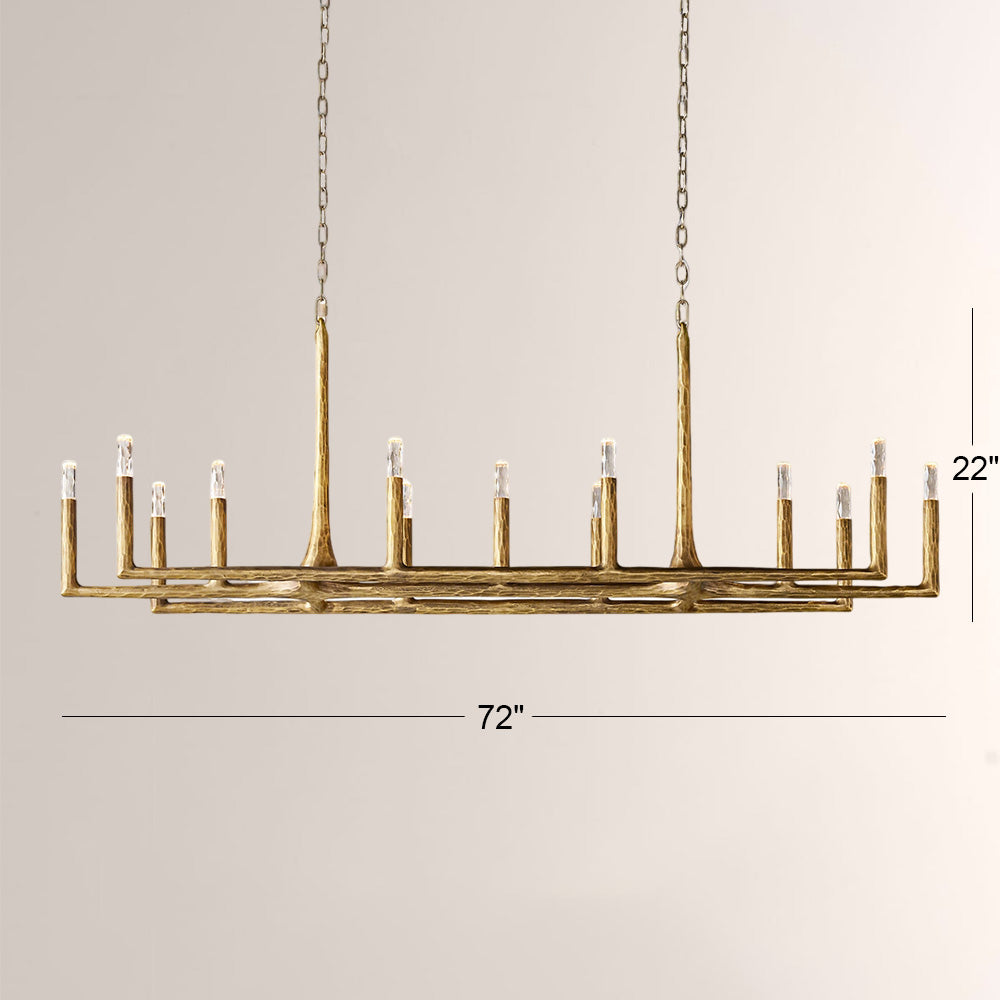 Kael Vintage Forged Brass Linear Chandelier 72"W