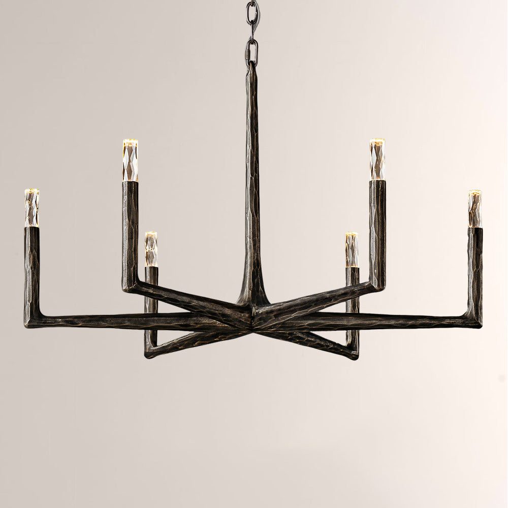 Kael Vintage Forged Brass Round Chandelier 36“D