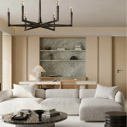 Kael Vintage Forged Brass Round Chandelier 36“D