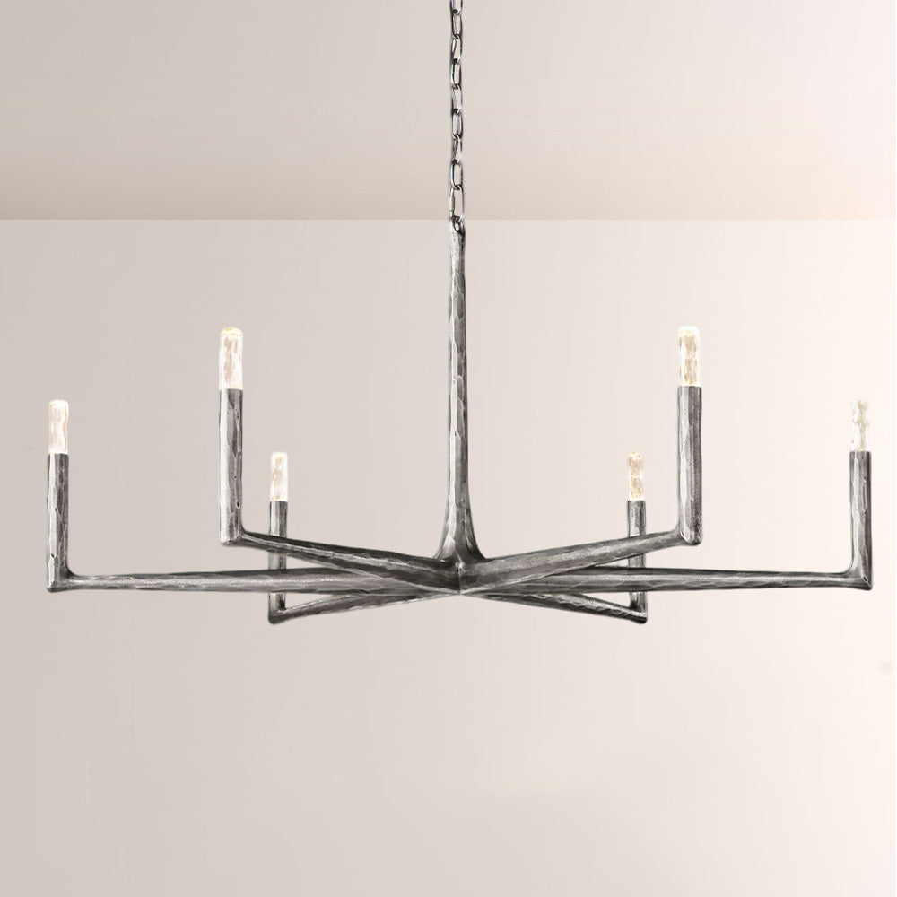 Kael Vintage Forged Brass Round Chandelier 48“D