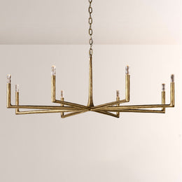 Kael Vintage Forged Brass Round Chandelier 60“D