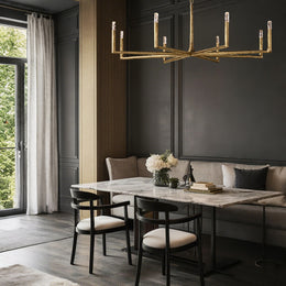 Kael Vintage Forged Brass Round Chandelier 60“D