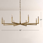 Kael Vintage Forged Brass Round Chandelier 60“D