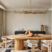 Kael Vintage Forged Brass Round Chandelier 72“D