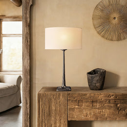 Kael Vintage Forged Drum Shade Table Lamp 30“H