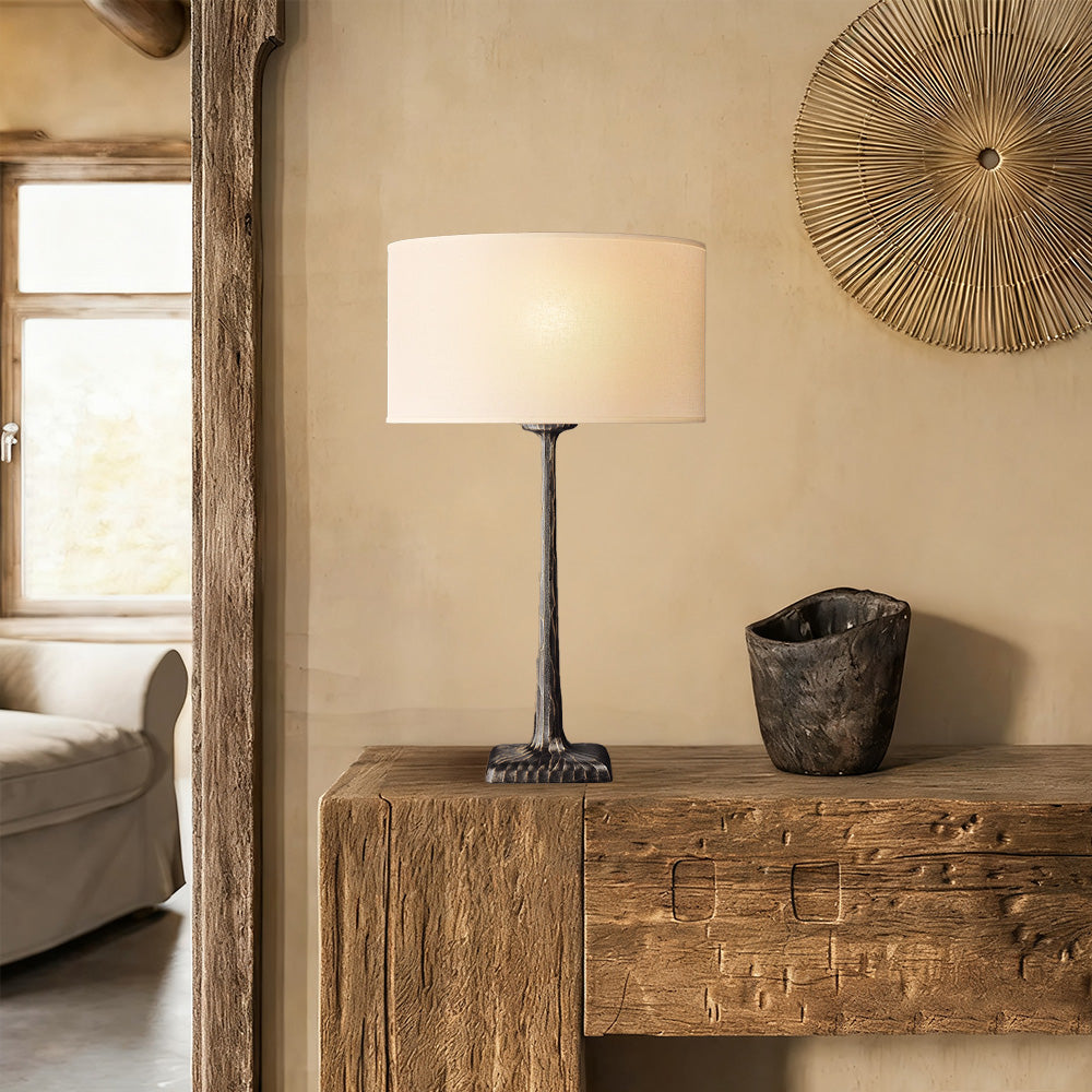 Kael Vintage Forged Drum Shade Table Lamp 30“H
