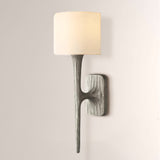 Kael Vintage Forged Linen Shaded Wall Sconce 20”H