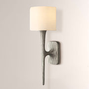 Kael Vintage Forged Linen Shaded Wall Sconce 20”H