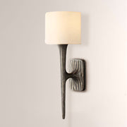 Kael Vintage Forged Linen Shaded Wall Sconce 20”H