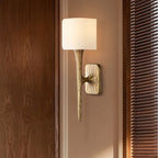 Kael Vintage Forged Linen Shaded Wall Sconce 20”H