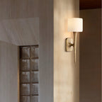 Kael Vintage Forged Linen Shaded Wall Sconce 20”H