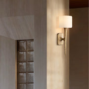 Kael Vintage Forged Linen Shaded Wall Sconce 20”H