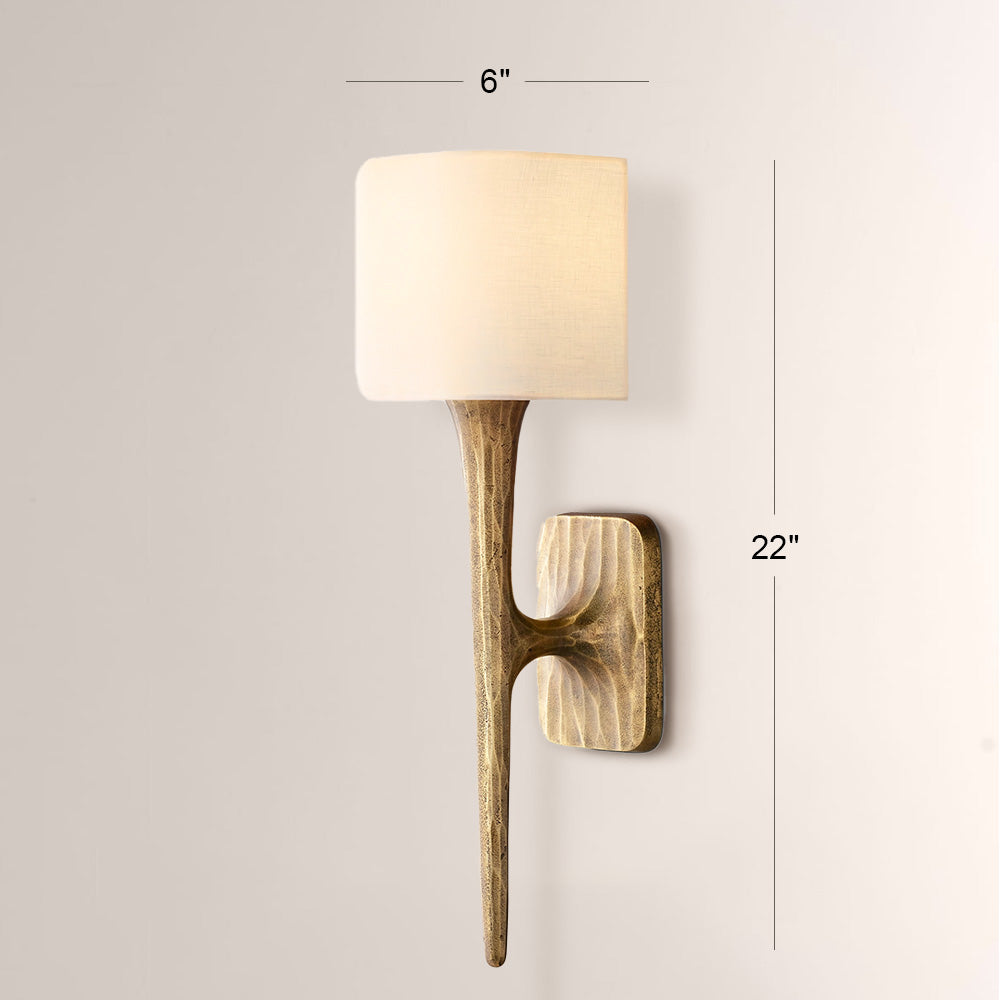 Kael Vintage Forged Linen Shaded Wall Sconce 20”H
