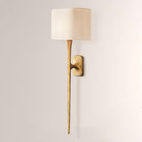 Kael Vintage Forged Tall Linen Shaded Wall Sconce 36”H