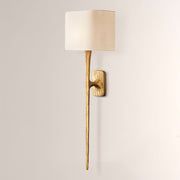 Kael Vintage Forged Tall Linen Shaded Wall Sconce 36”H