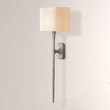 Kael Vintage Forged Tall Linen Shaded Wall Sconce 36”H