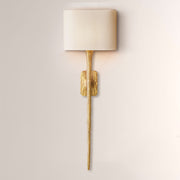 Kael Vintage Forged Tall Linen Shaded Wall Sconce 36”H