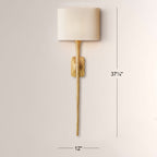 Kael Vintage Forged Tall Linen Shaded Wall Sconce 36”H