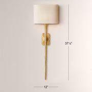 Kael Vintage Forged Tall Linen Shaded Wall Sconce 36”H