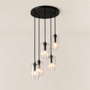 Kaelin Stacked Clear Cylinder Glass Multi Drop Cluster Chandelier