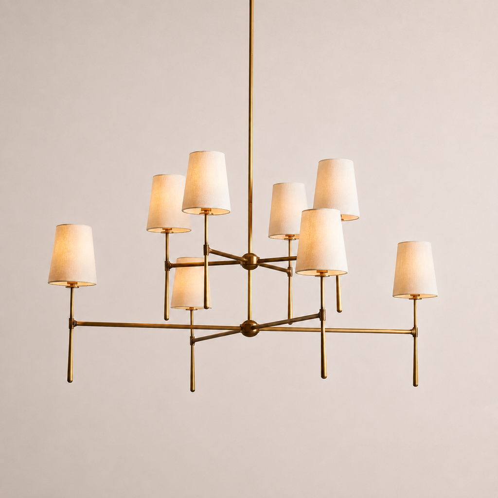 Kyler 2 Tiers Round Linen Shade Chandelier 48"D