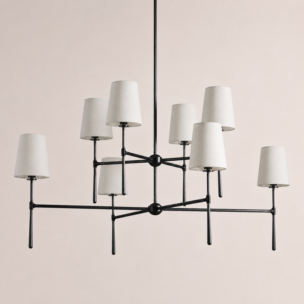 Kyler 2 Tiers Round Linen Shade Chandelier 48"D