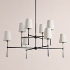 Kyler 2 Tiers Round Linen Shade Chandelier 48"D