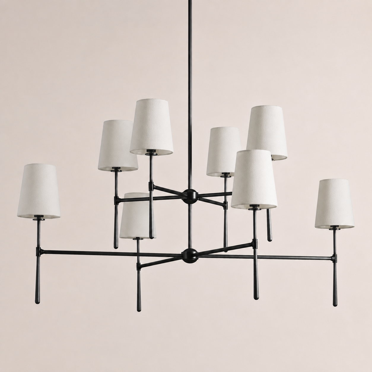 Kyler 2 Tiers Round Linen Shade Chandelier 48"D