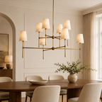 Kyler 2 Tiers Round Linen Shade Chandelier 48"D