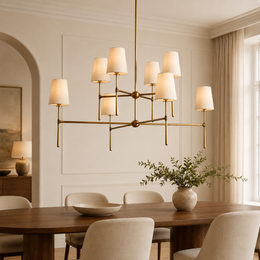 Kyler 2 Tiers Round Linen Shade Chandelier 48