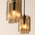 Kaelin Stacked Amber Cylinder Glass Multi Drop Cluster Chandelier