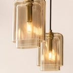 Kaelin Stacked Amber Cylinder Glass Multi Drop Cluster Chandelier