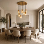 Kaelin Stacked Amber Cylinder Glass Multi Drop Cluster Chandelier