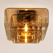 Kaelin Stacked Square Amber Glass Flush Mount Ceiling Light