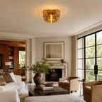 Kaelin Stacked Square Amber Glass Flush Mount Ceiling Light