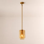 Kaelin Stacked Amber Cylinder Glass Single Pendant Light
