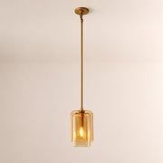 Kaelin Stacked Amber Cylinder Glass Single Pendant Light