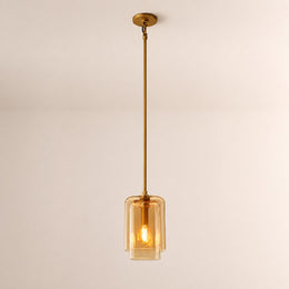 Kaelin Stacked Amber Cylinder Glass Single Pendant Light