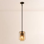 Kaelin Stacked Amber Cylinder Glass Single Pendant Light