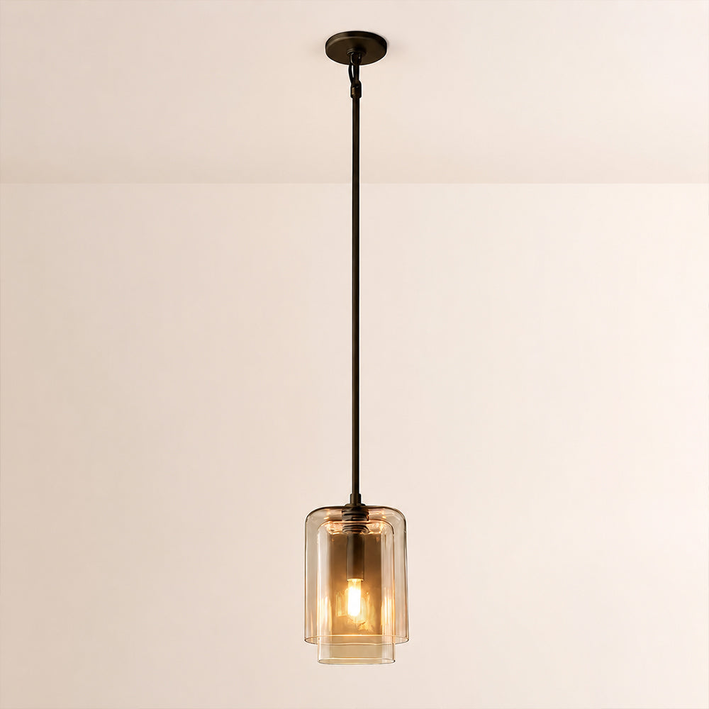 Kaelin Stacked Amber Cylinder Glass Single Pendant Light