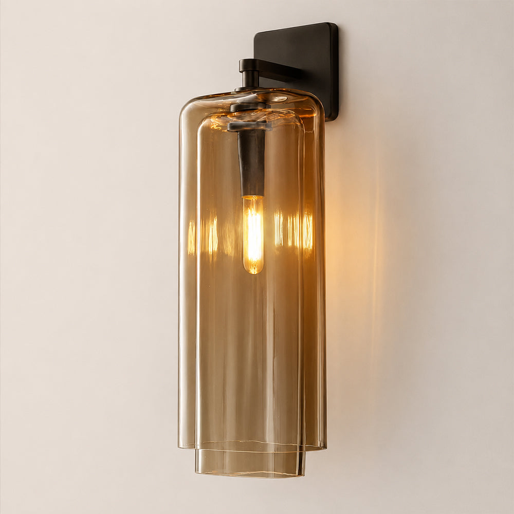 Kaelin Stacked Amber Cylinder Glass Wall Sconce