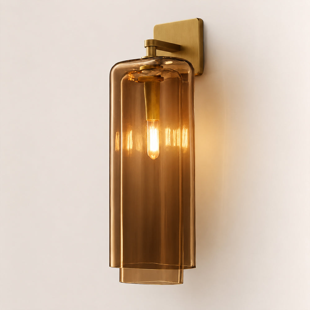 Kaelin Stacked Amber Cylinder Glass Wall Sconce