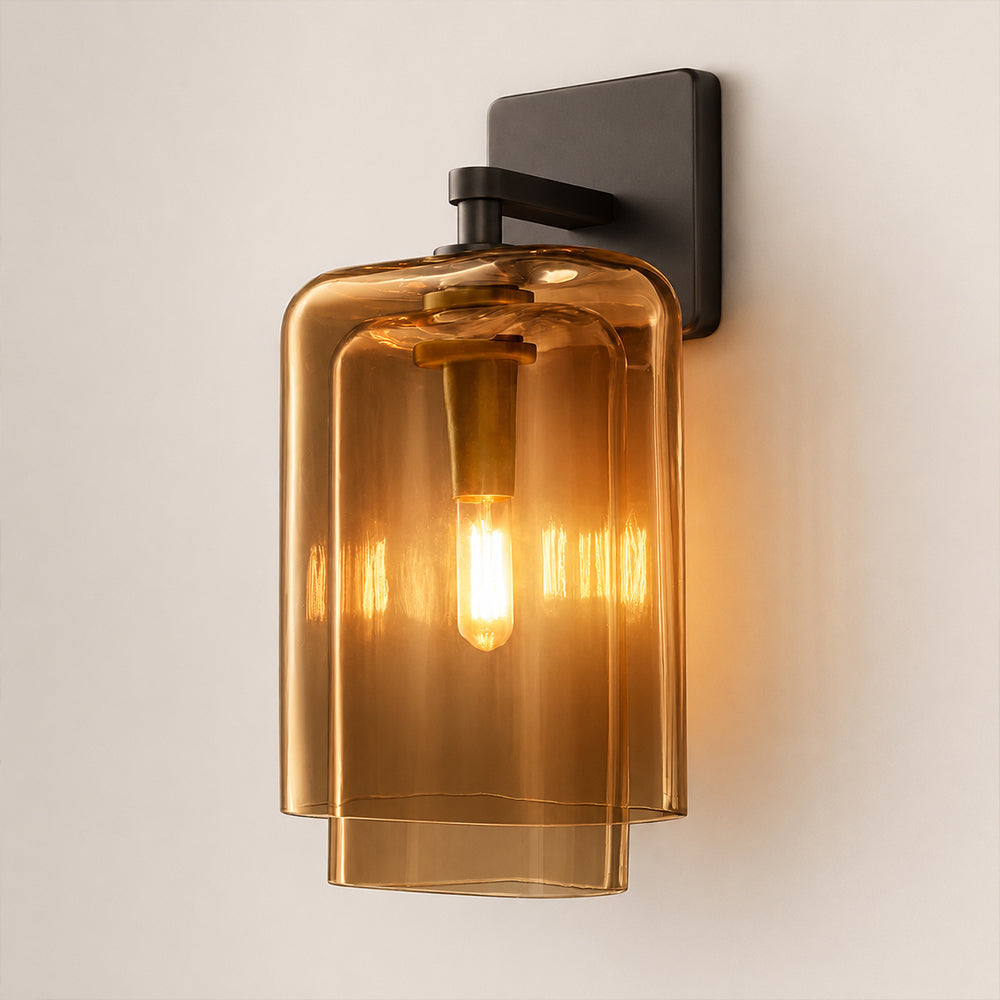 Kaelin Stacked Amber Cylinder Glass Wall Sconce