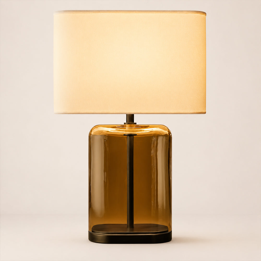 Kaelin Amber Glass Rectangular Base Table Lamp