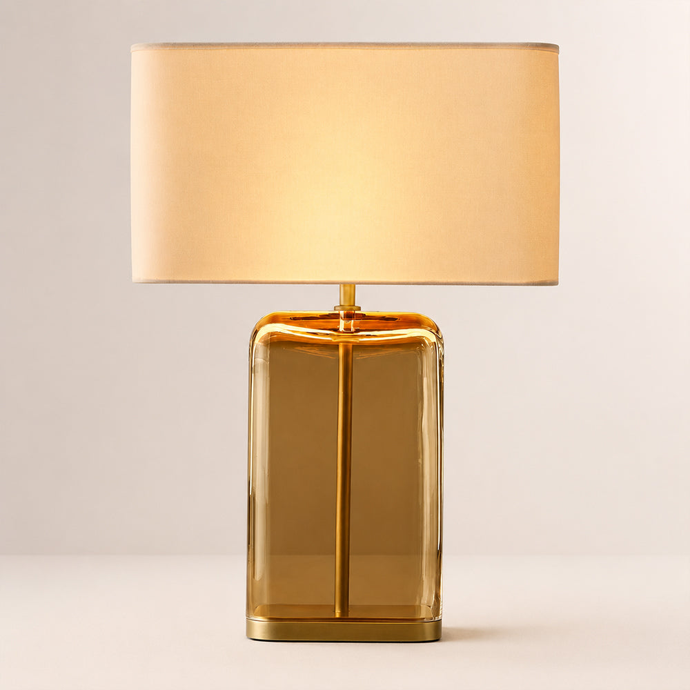 Kaelin Amber Glass Rectangular Base Table Lamp