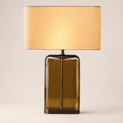 Kaelin Amber Glass Rectangular Base Table Lamp