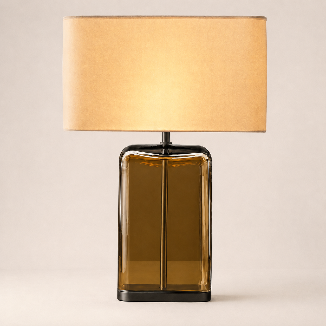 Kaelin Amber Glass Rectangular Base Table Lamp