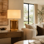 Kaelin Amber Glass Rectangular Base Table Lamp